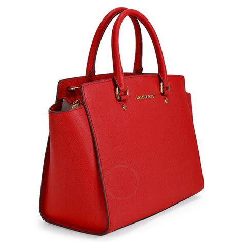 michael kors selma red large tote bag|selma leather satchel.